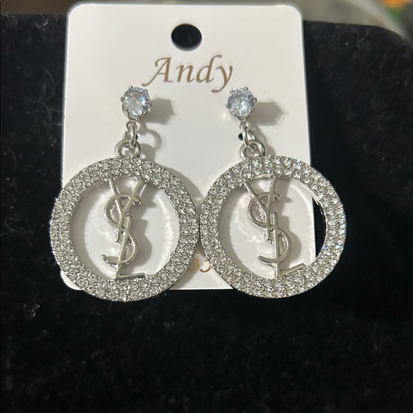 Andy Jewelry - Silver Crystal Circle Earrings
